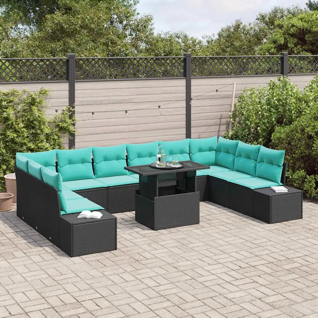 Set Divano da Giardino 11 pz Nero polyrattan 3357999