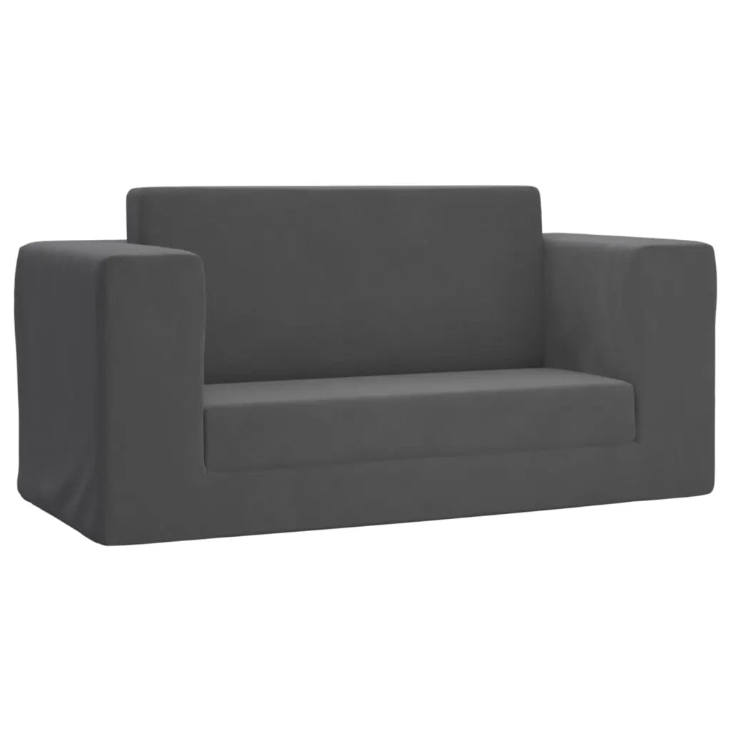 Divano Letto per Bambini a 2 Posti Antracite in Morbido Peluche 357036