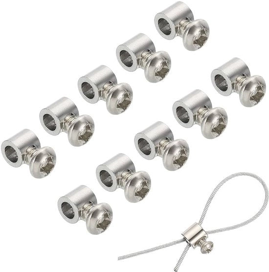Set di Clip per Cavi di 10 pezzi - Clip per Cavi in Acciaio Inossidabile - Connettori per Cavi in Acciaio - Facile da Installare - Rapida Connettività - Connettori per Cavi