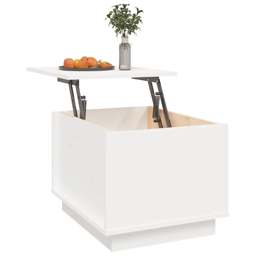 Tavolino da Salotto Bianco 40x50x35 cm Legno Massello di Pino cod mxl 19298