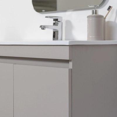 Mobile Bagno Sospeso 2 Ante Tortora L.80cm con Specchio