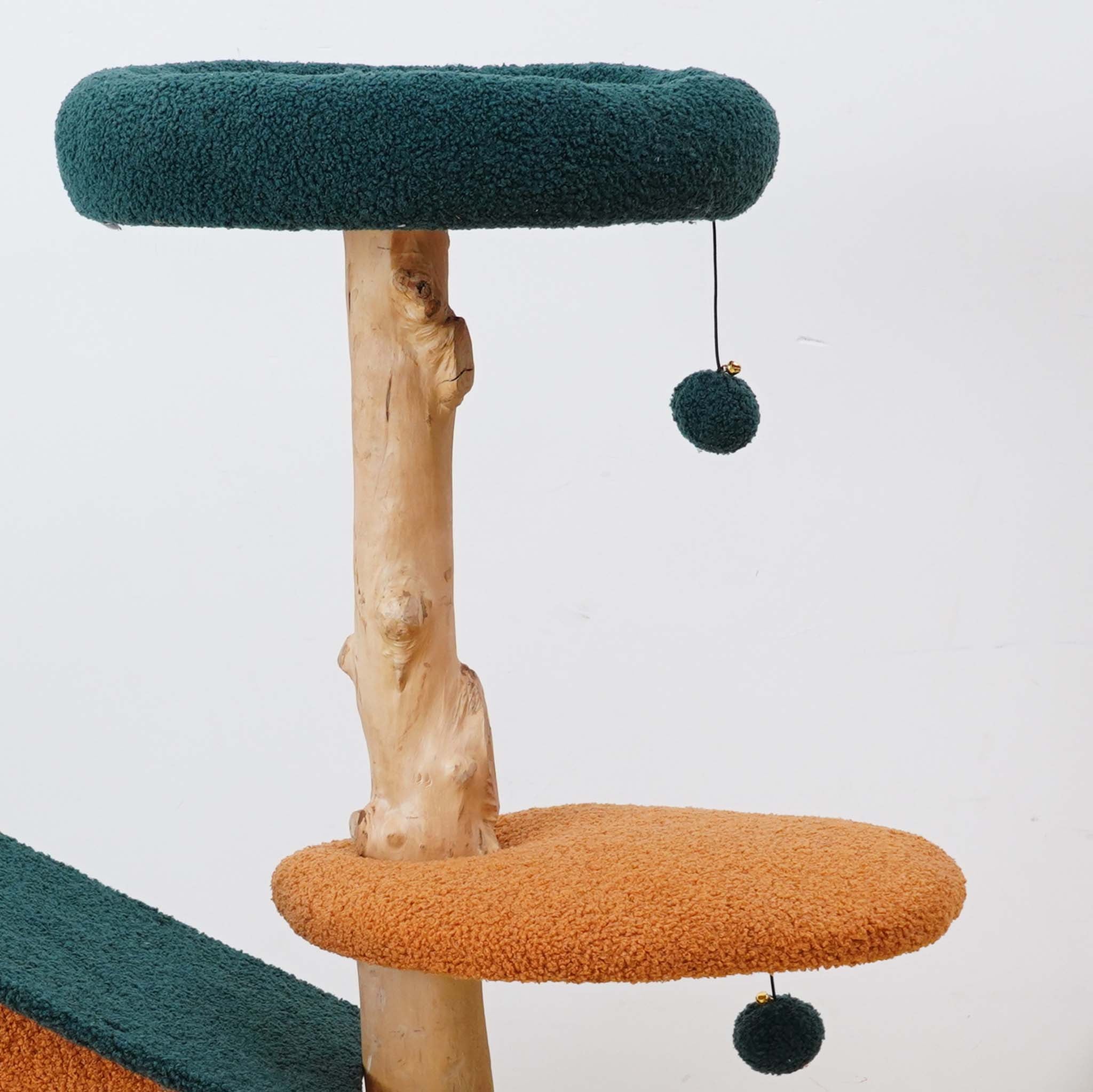 Fudajo Albero tiragraffi 114 cm con pelliccia e tronchi in legno di pero