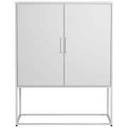 Credenza in Metallo con 2 ripiani e porte magnetiche - per soggiorno - 85×40×109 cm - bianco