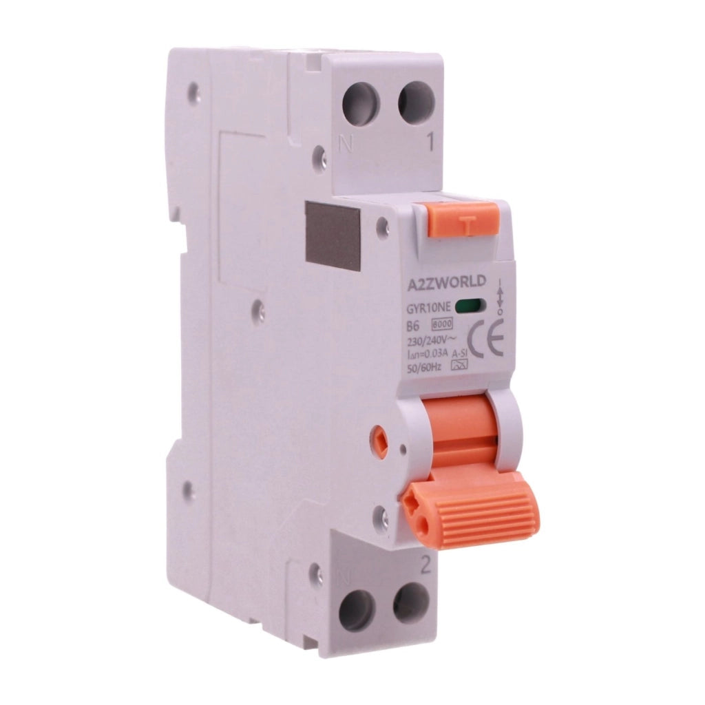 RCBO Interruttore Magnetotermico Differenziale Tipo A-SI Super Immunizzato, Curva B 1P+N 1M 6000A 30mA AC 230V IP20, GYR10N, Disponibili 6A 10A 16A 20A 25A 32A 40A (B6A)