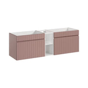 Set da bagno ICON: mobile sottolavabo 140cm rosa cipria con nicchie visibili bianche