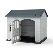 Cuccia per cani 75 x 58 x 65 cm riparo impermeabile e sicuro con porta chiudibile a chiave stile moderno PP grigio 20_0012925