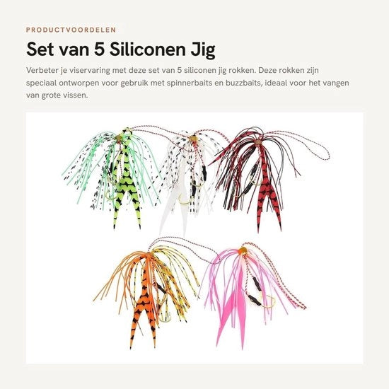 Set di attrezzi di silicone per la pesca - 5 pezzi - Spinnerbait/Rok sostituzione - Anello di alta resistenza al calore - Colori vari - Materiale di silicone duraturo - Modello Visrok
