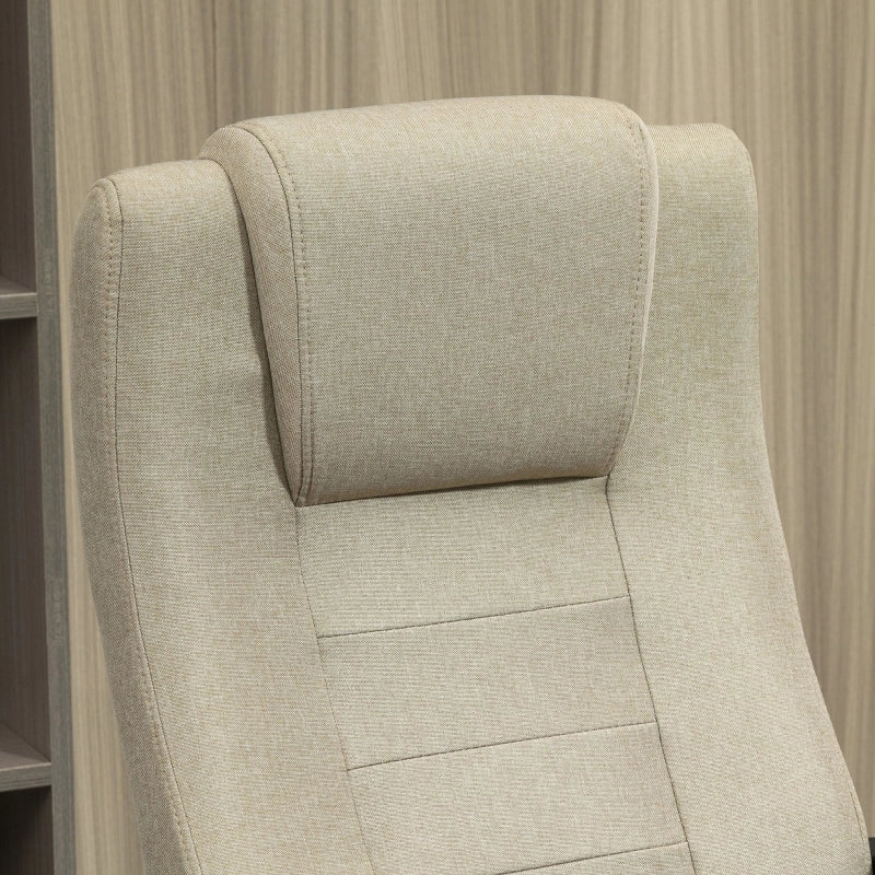 Sedia da ufficio ergonomica in effetto lino con altezza regolabile e funzione dondolo in poliestere beige