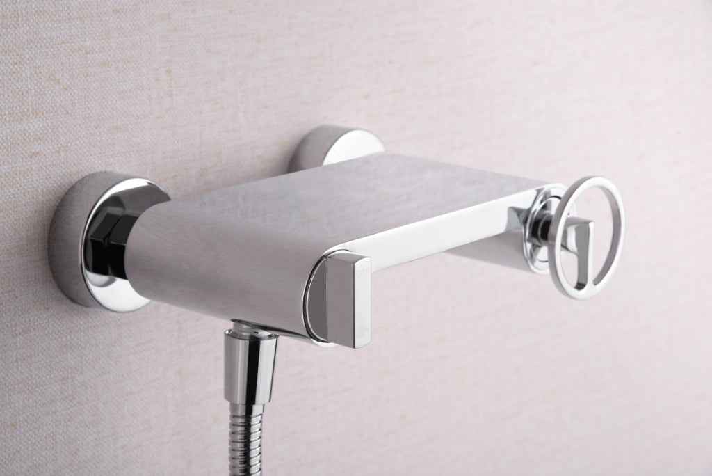 IMEX Set doccia monocomando cromato in ottone e zama con tubo flessibile acciaio 180 cm staffa fissa ABS doccetta rotonda cartuccia ceramica Ø35 mm Serie OLIMPO Imex-BDC033-5