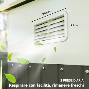 Casetta Box da Giardino Porta Attrezzi 345x280,5x169-201 cm con Porta Scorrevole in Acciaio Grigio