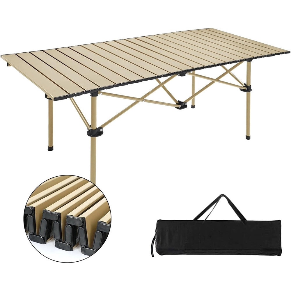Trade Shop - Tavolo Pieghevole Da Campeggio Esterno Portatile Giardino Balcone Pic Nic Beige 632838 -
