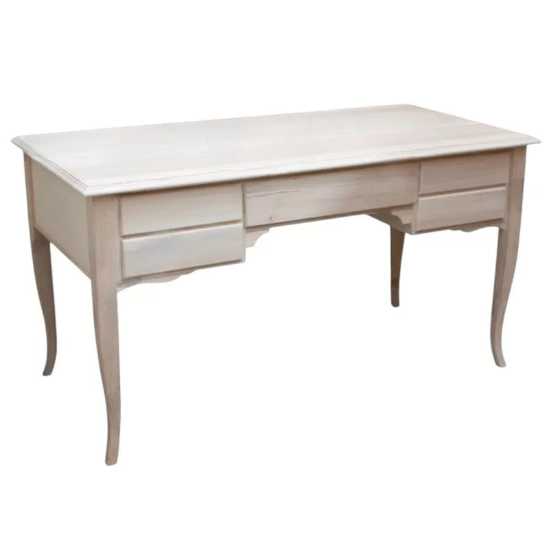 Scrivania classica 5 cassetti in legno massello grezzo 135x65x81 (3100) - Mobili 2G