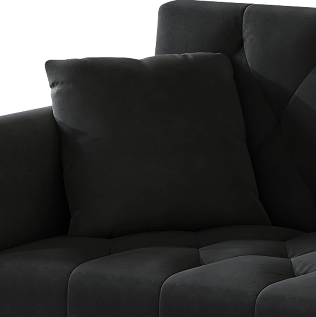 Divano letto 2-3 posti con schienale reclinabile a 3 angoli; velluto nero 175 cm
