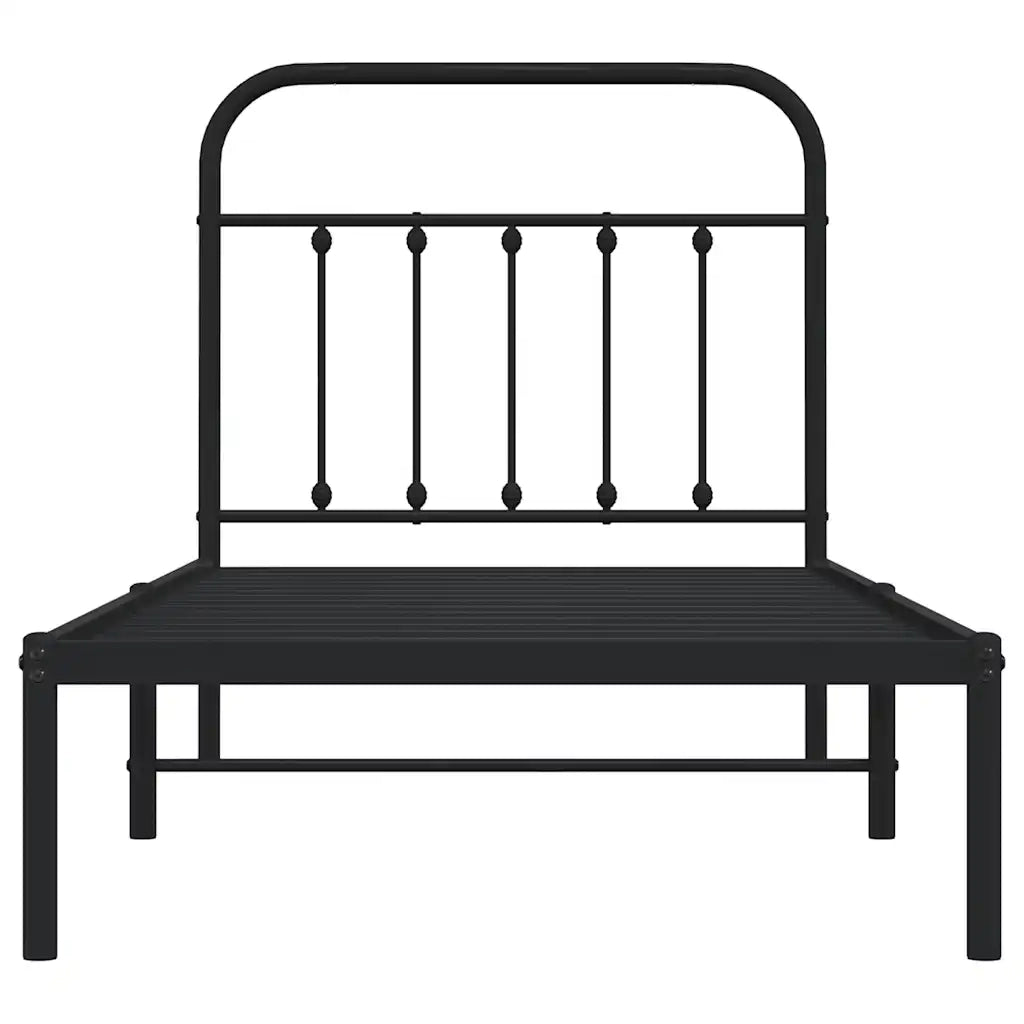 Giroletto con Testiera in Metallo Nero 90x200 cm 352571