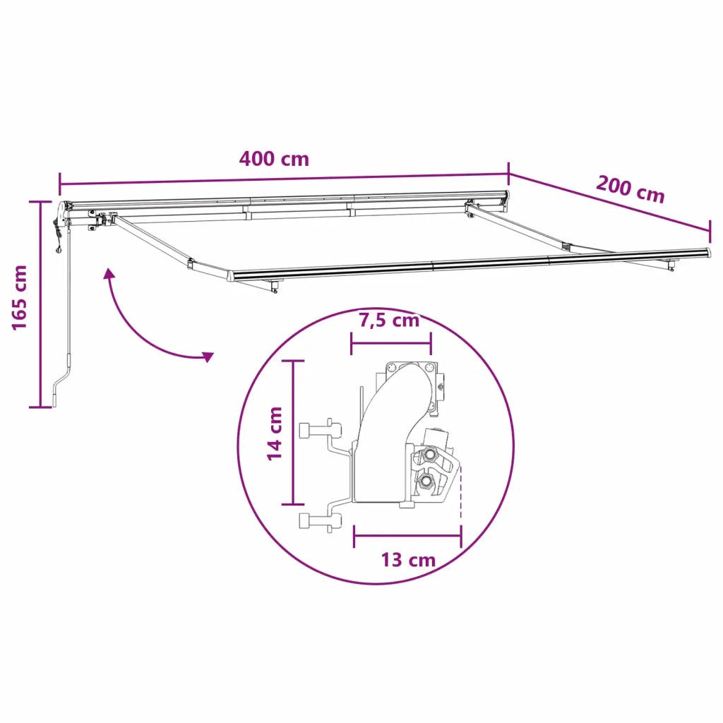 Tenda retrattile Tortora 4 x 2 m Tessuto 3425828