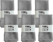 6 serviette in lino, tessuto di alta qualità, serviette 100% naturali, serviette da cucina, decorazione da tavola per Natale, matrimoni eleganti, compleanni, 40 x 40 cm, grigio chiaro