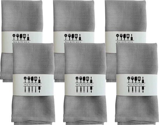 6 serviette in lino, tessuto di alta qualità, serviette 100% naturali, serviette da cucina, decorazione da tavola per Natale, matrimoni eleganti, compleanni, 40 x 40 cm, grigio chiaro