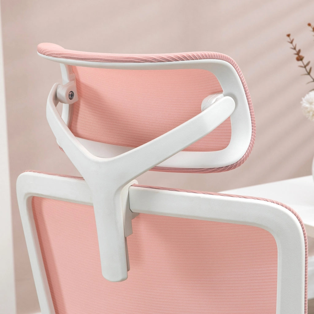 Sedia da Ufficio Girevole con Schienale Alto e Rete ¨C Zephmum ¨C Rosa 62x58x133 cm