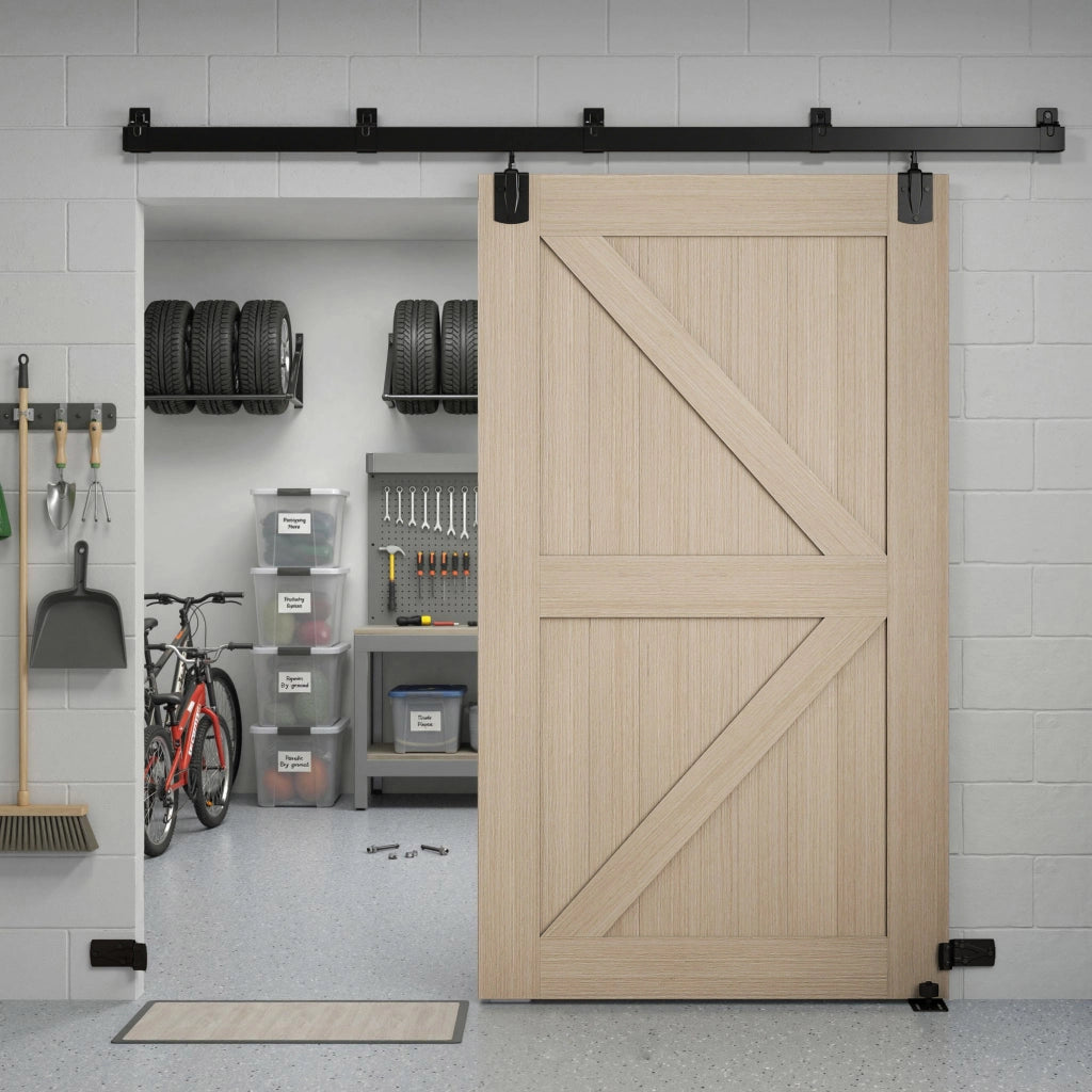 Set Ferramenta Porta Scorrevole 244 cm Nero ¨C zephmum ¨C per Ante Singole