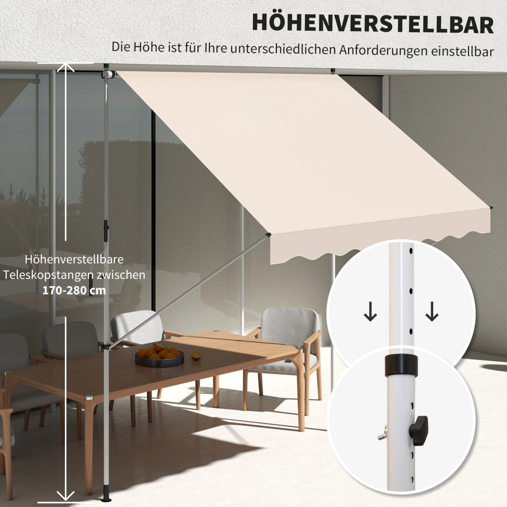 Tendone da balcone braccio snodato 150 cm ¨C zephmum ¨C beige 150x200