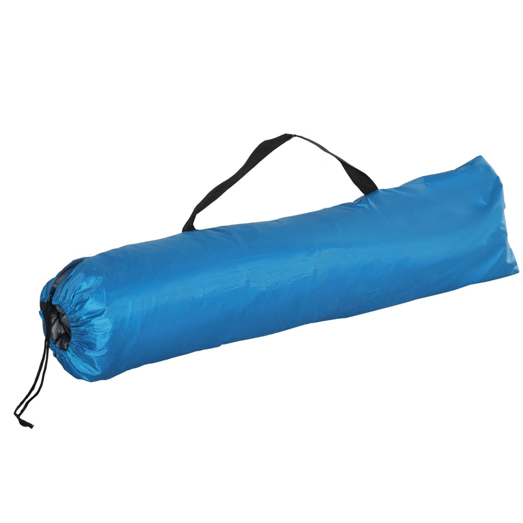 Tenda da Spiaggia Pop Up 220x173x120 cm con Porta a Cerniera in Poliestere e Fibra di Vetro Blu Cielo e Grigio