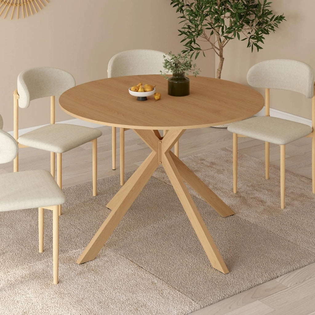 Tavolo da pranzo allungabile rotondo Alix 4-8 persone piede ragno legno effetto faggio 110-150 cm