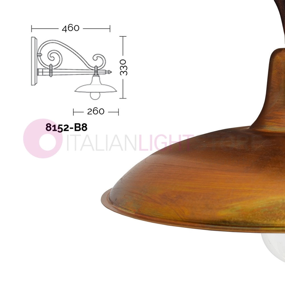 NIKE ANTRACITE Lampada a Parete da Esterno con piatto in ottone anticato