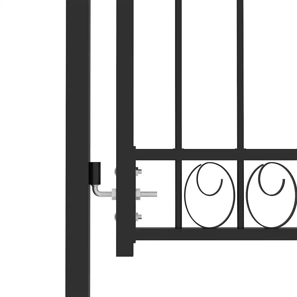 Cancello per Recinzione ad Arco in Acciaio 100x150 cm Nero 146370
