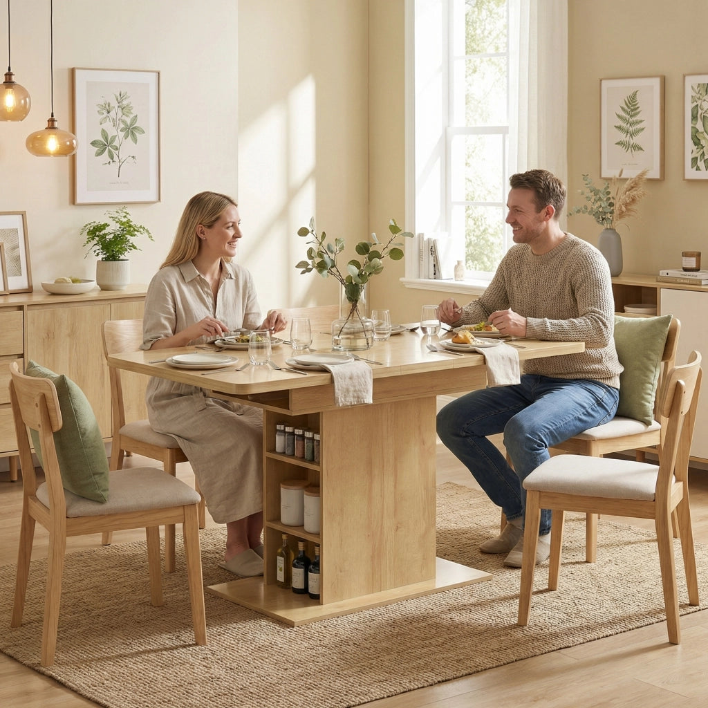 Tavolo da pranzo allungabile rettangolare per 4-6 persone ¨C zephmum ¨C legno naturale 110-130 cm