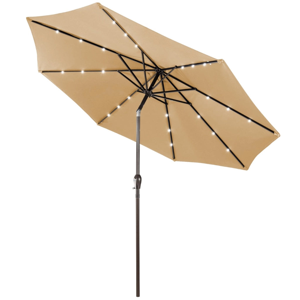 Ombrellone con luci LED da giardino in ferro ?300cm Parasole da esterno spaggia Beige