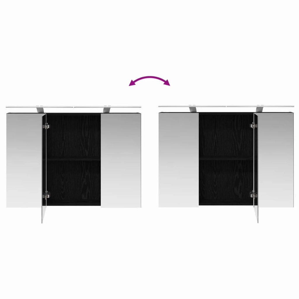 Set di mobili per il bagno 4 pcs Rovere Nero 3406936