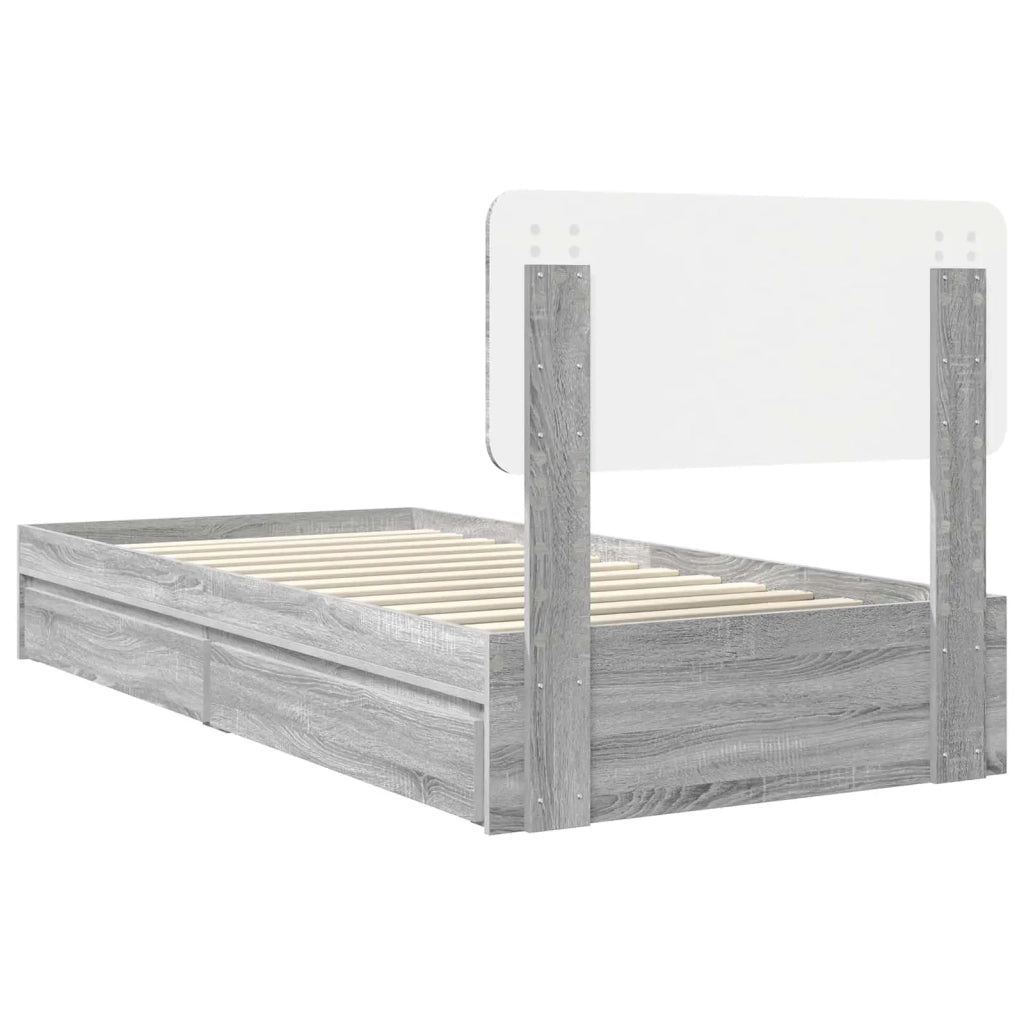 Letto con Contenitore con testiera Grigio Sonoma 90 x 190 cm