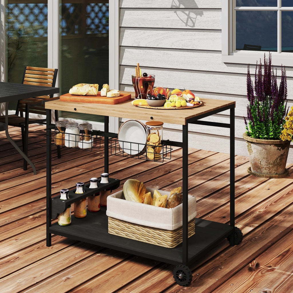 Tavolino da caff¨¨ ¨C zephmum ¨C Legno e metallo nero 60x40x80 cm