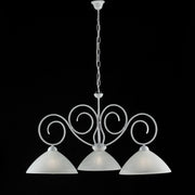 Lampadario in ferro Bianco Shabby tre luci paralumi in vetro Bianco 78x h54 cm
