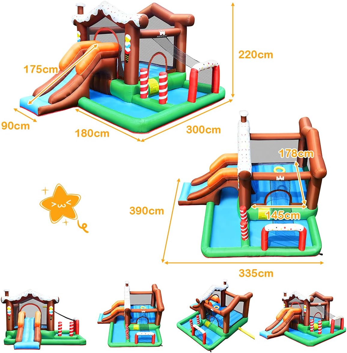 Casa Gonfiabile, Castello Gonfiabile con Scivolo, Parete per Arrampicarsi, Borsa di Trasporto, Regalo Perfetto per Bambini 3-10 Anni, Uso Interno ed Esterno
