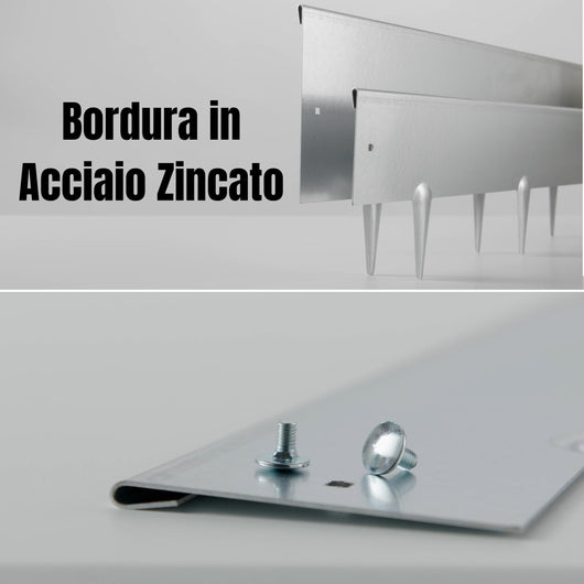 Bordura per Giardino e Orto a Giunzione in Acciaio Zincato 10 Pz da 1m x 200 mm, Bordura per Aiuola, Bordo per Aiuole
