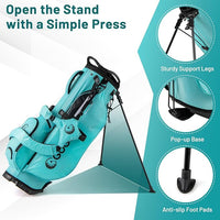 Borsa da Golf con Divisori Superiori a 8 Vie & 5 Tasche con Cerniera, Tracolla Regolabile a Doppia Spalla, Cappuccio Antipioggia e Portombrelli, Sacca da Golf per Donna e Uomo