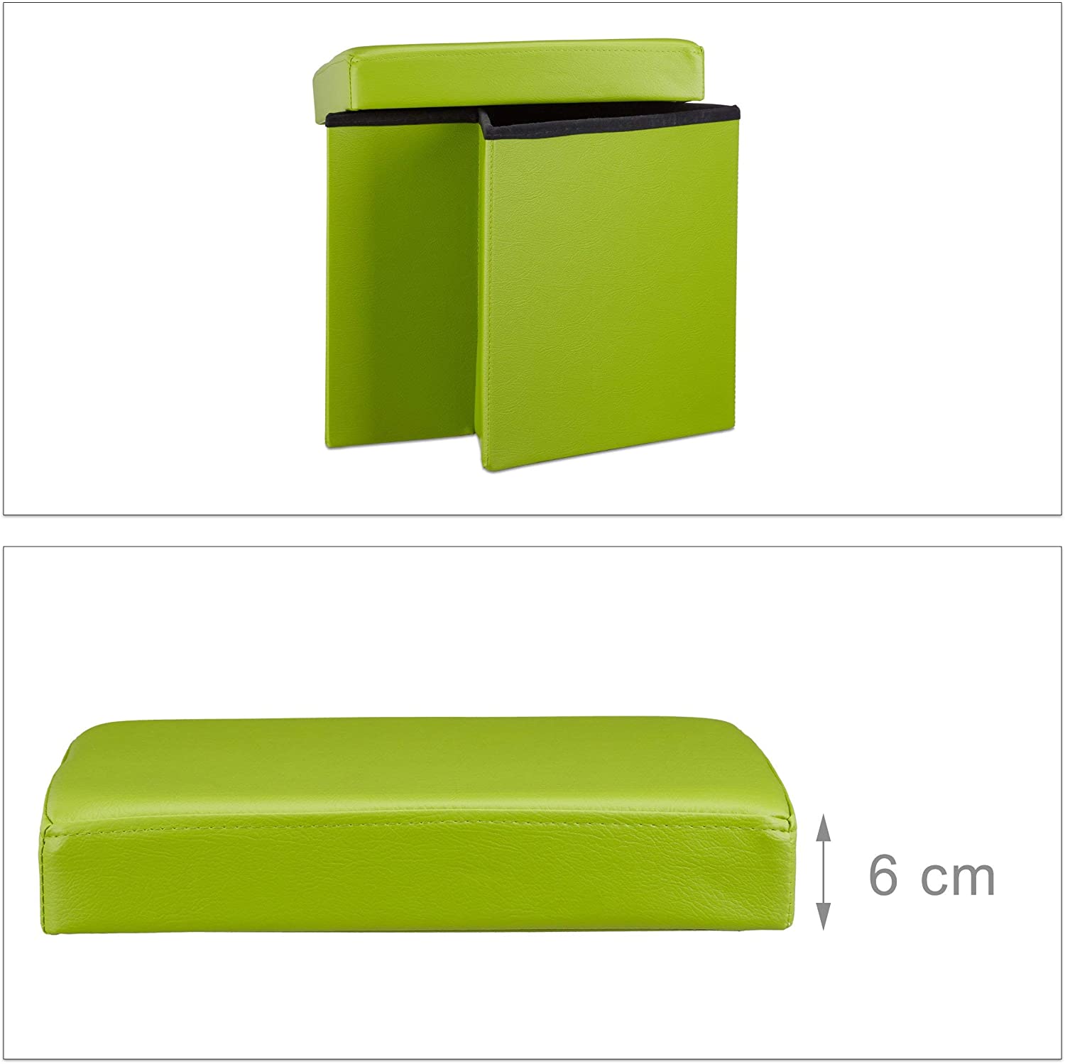 Sgabello ottomano panca pieghevole contenitore stabile sintetico 38 cm verde 13_0002806_7