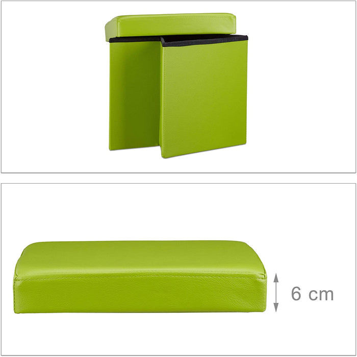 Sgabello ottomano panca pieghevole contenitore stabile sintetico 38 cm verde 13_0002806_7