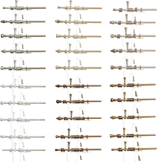 Bastone Tenda in Legno di Alta Qualità, diametro 35 mm a corda colore argento oro terminale smeraldo lunghezza 300 CM