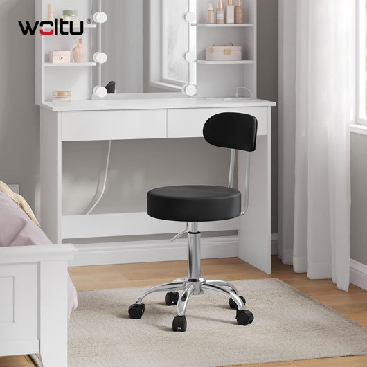 Sedie Ufficio Sedia da Scrivania Sgabelli con Schienale PU Cromato Girevole Moderno Nero 1 Pz