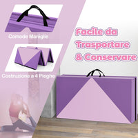 Tappetino Ginnastica Pieghevole 240 CM, Tappetino Fitness con Maniglie e Chiusure a Strappo per Stretching, Yoga, Arti Marziali da Casa e Palestra