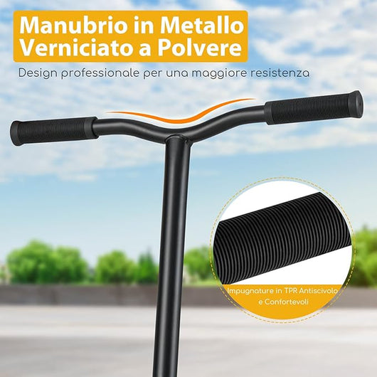 Scooter Acrobatico per Bambini, Monopattino Freestyle con 2 Ruote PU e Ampia Pedana in Alluminio, Scooter Pro per Trucchi Leggero da Strada per Bambini 10+ Anni, Carico 100 KG