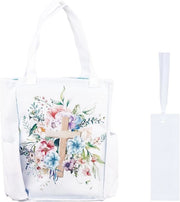 Borsa impermeabile con tasche per bibbia e fiaschi, stampata con fiori e foglie