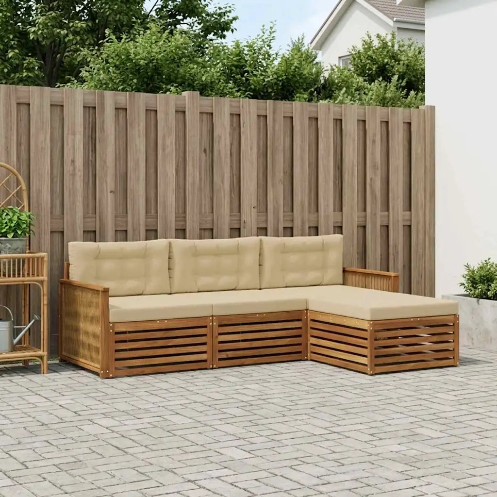 Set di divani da esterno Naturale e Beige 249 x 162,5 x 73 cm
