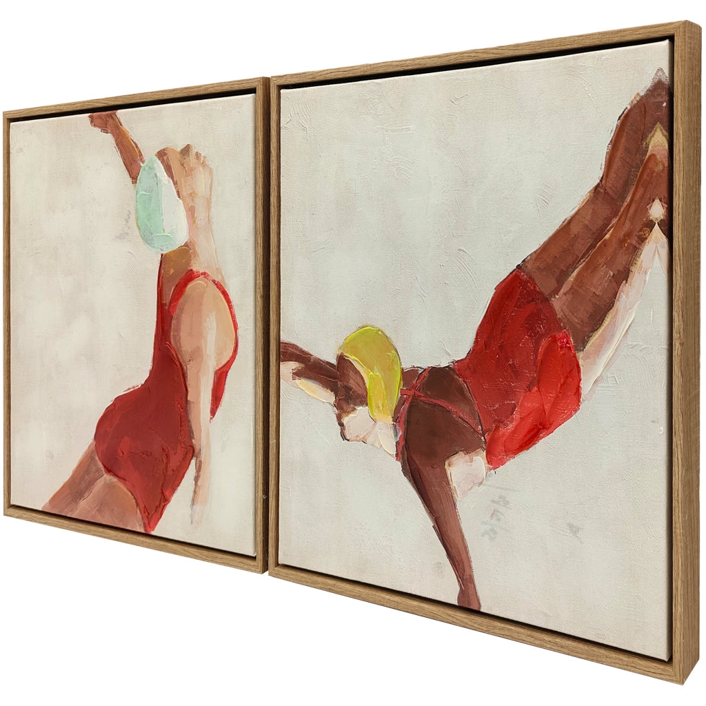 Quadri su Tela Figure Dinamiche ¨C zephmum ¨C Rosso 40x40 cm 2 Pezzi