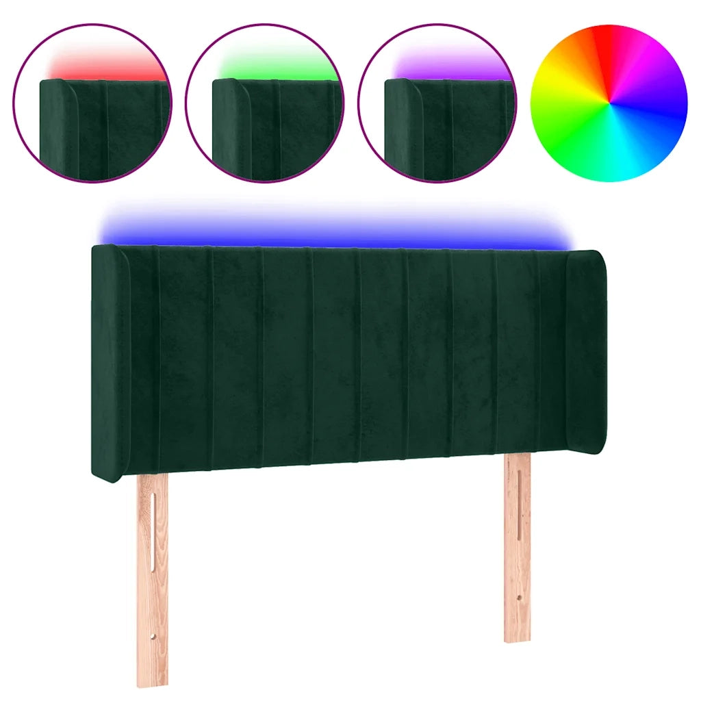 Testiera a LED Verde Scuro 103x16x78/88 cm in Velluto