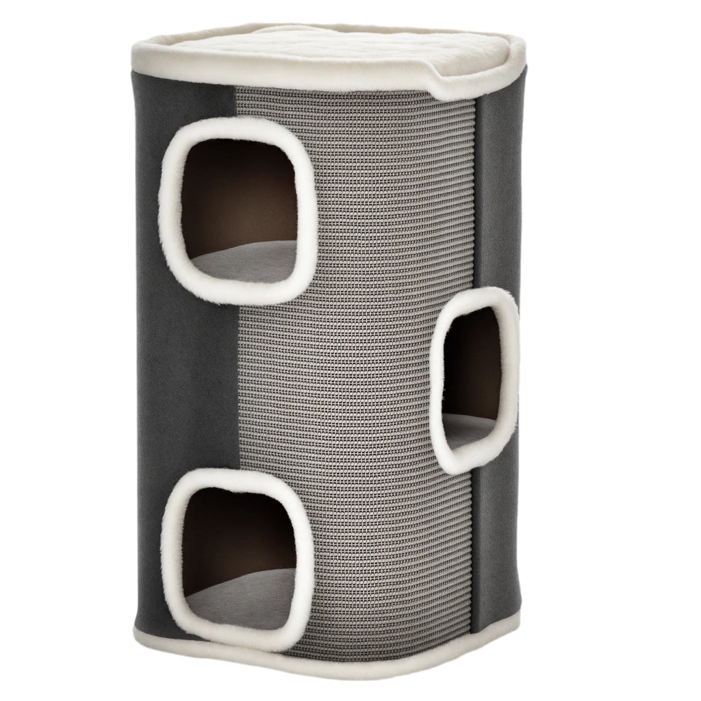 Tiragraffi per Gatti a 2 Livelli con Cuscino ¨C zephmum ¨C Grigio 40x40x49 cm