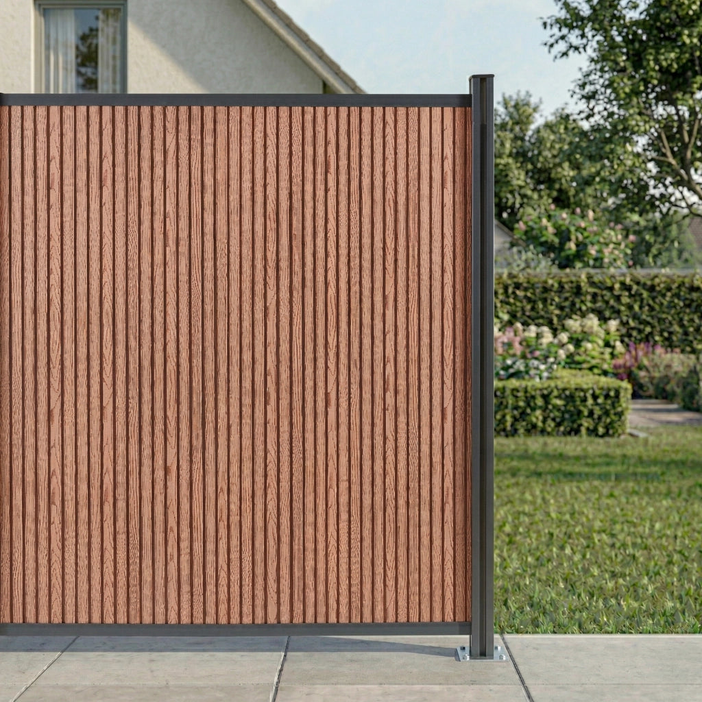 Recinzione Frangivista Grassano in WPC Modulo di Estensione con Montante (AxL) 185 x 175 - Marrone NEU.HOLZ