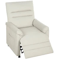 Poltrona relax elettrica massaggiante e riscaldante, con poggiapiedi e motore silenzioso, 82x99x106cm, Crema